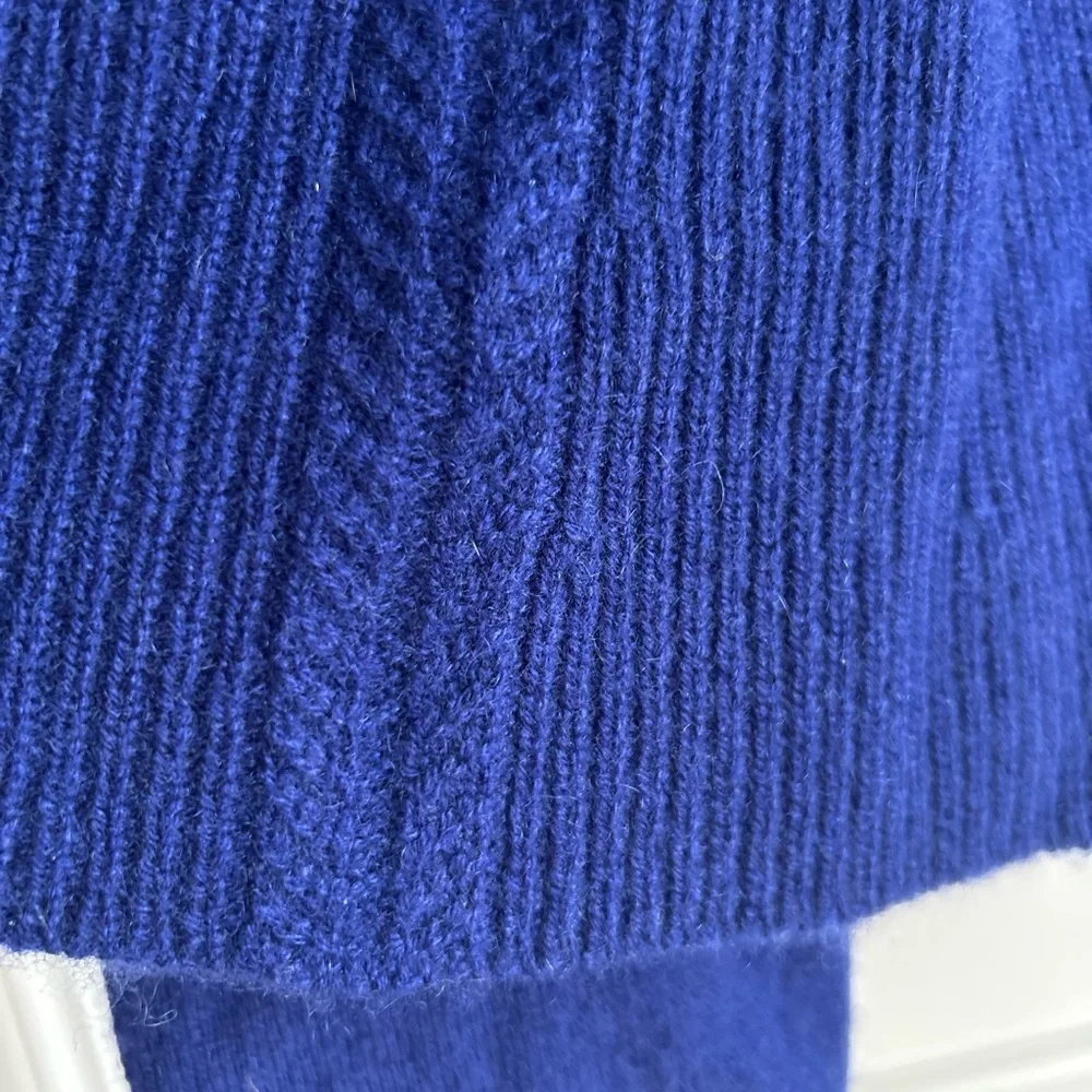 Isaac Mizrahi 100% cashmere Royal Blue Open Cardigan Size L - Picture 7 of 14